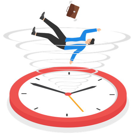 A Man In A Business Suit And A Whirlwind Of Time  Illustration