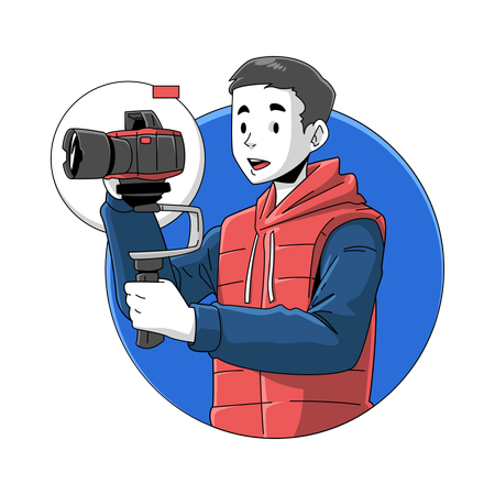 A Man Is Checking The Results Of The Video  Illustration