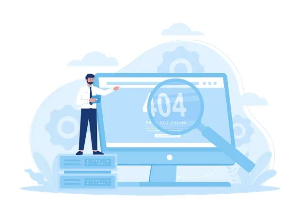 A Man Looking For 404 Error Page Not Found Trending Concept Flat Illustration Illustration