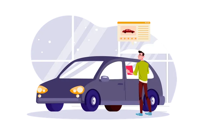 A man renting a car to explore new places Illustration