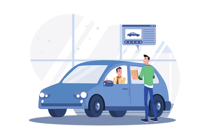 A man renting a car to explore new places Illustration