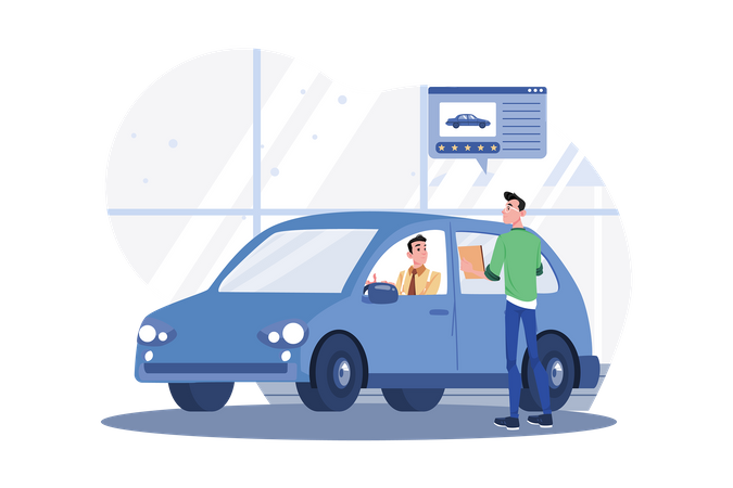 A man renting a car to explore new places  Illustration