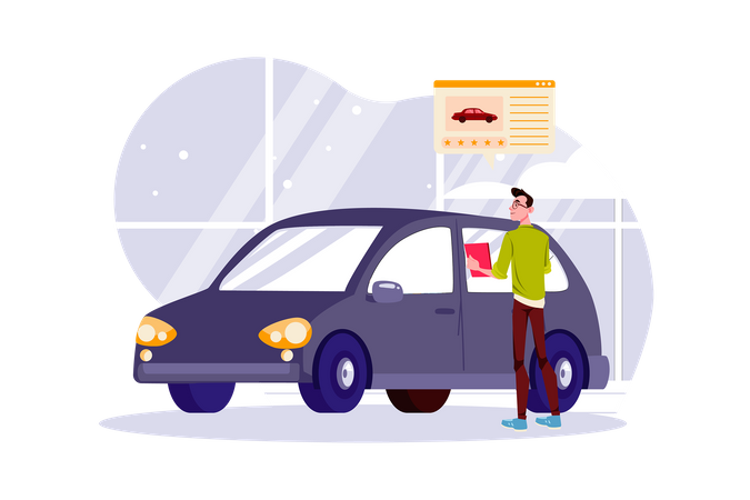 A man renting a car to explore new places  Illustration