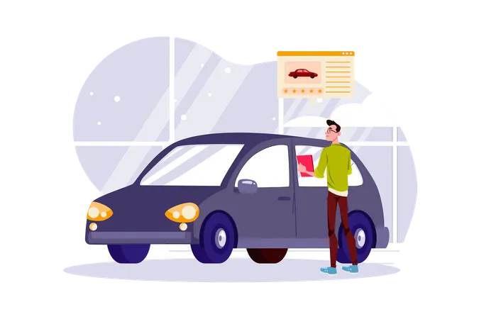 A man renting a car to explore new places  Illustration