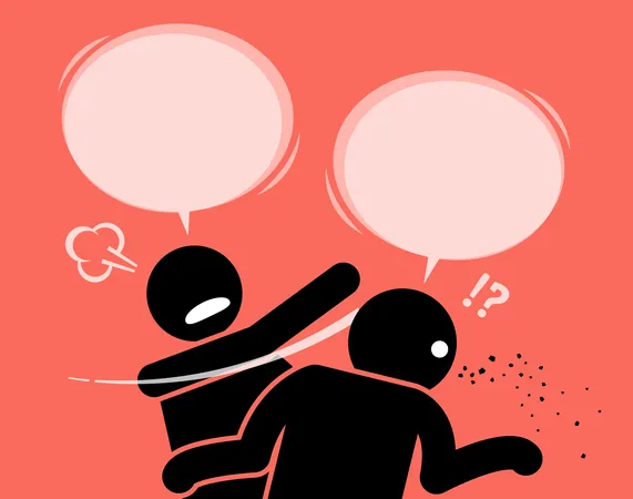 A man slaps his friend for talking nonsense  Illustration