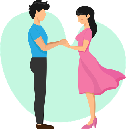A man tells love Ready to hold the hand of a young woman  Illustration