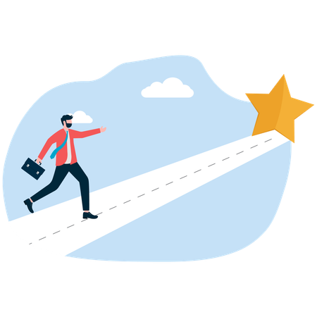 A man walks towards a big star with a keyhole in the middle  Illustration