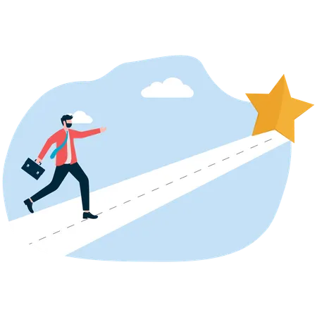 A man walks towards a big star with a keyhole in the middle  Illustration