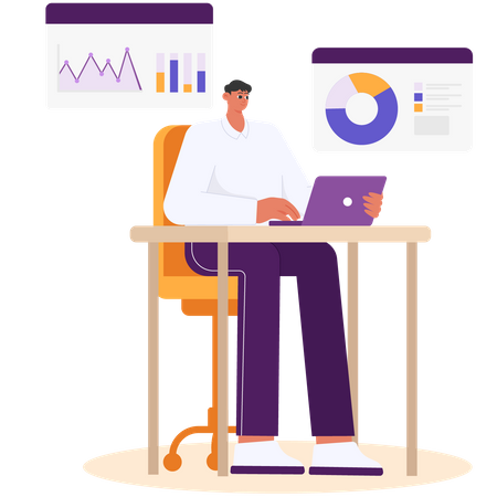 A Man Who Is Managing Company Project Data  Illustration