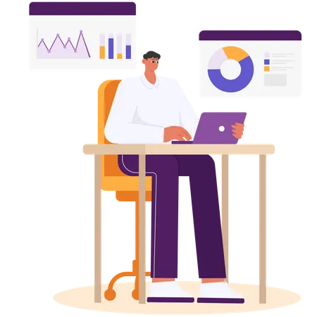 A Man Who Is Managing Company Project Data  Illustration