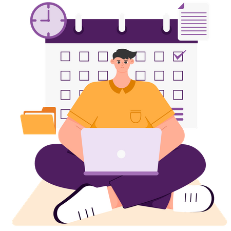 A Man Who Works With Regular Time Management  Illustration