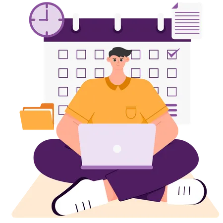 A Man Who Works With Regular Time Management  Illustration