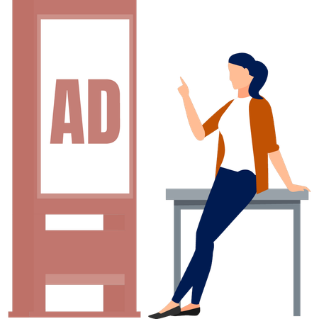 A menina está apontando para o marketing de outdoors  Ilustração