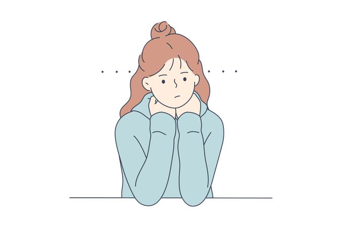 A menina está com um humor confuso  Ilustração