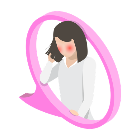 A menina está com vergonha de conversar com alguém  Illustration