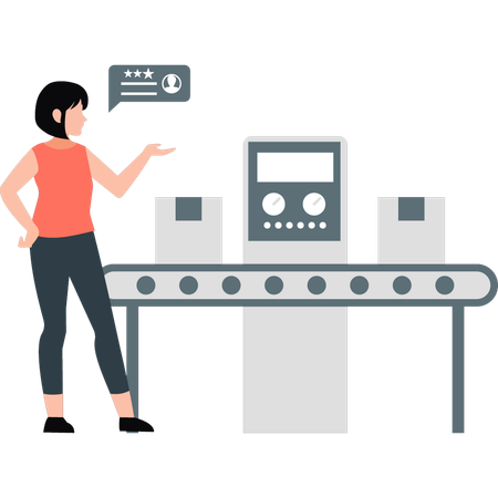 A menina está mostrando a máquina transportadora  Ilustração