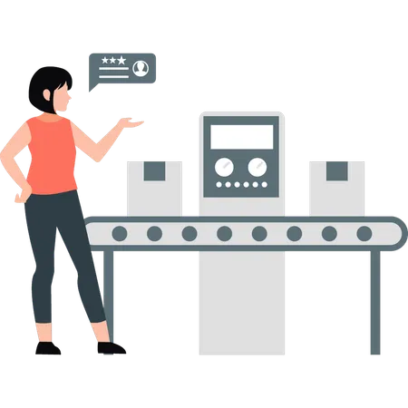 A menina está mostrando a máquina transportadora  Ilustração