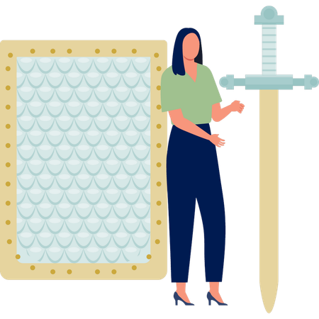 A menina está mostrando o homepod  Illustration