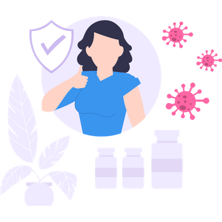 A mulher completa a dose da vacinação  Ilustração