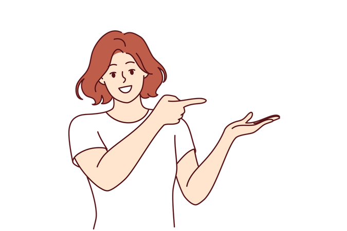 A mulher está anunciando o produto  Illustration