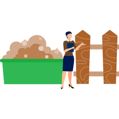 A mulher está falando sobre itens de cozinha  Ilustração