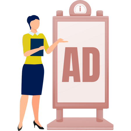 A mulher está fazendo propaganda de marketing  Ilustração