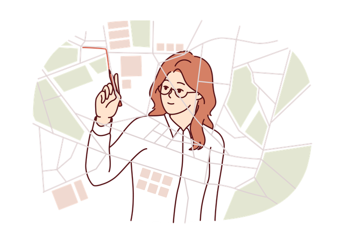A mulher está planejando a estratégia de negócios  Ilustração