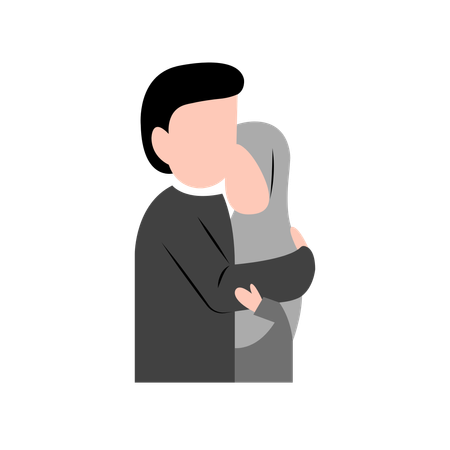 A Muslim Father Consoling His Daughter  イラスト