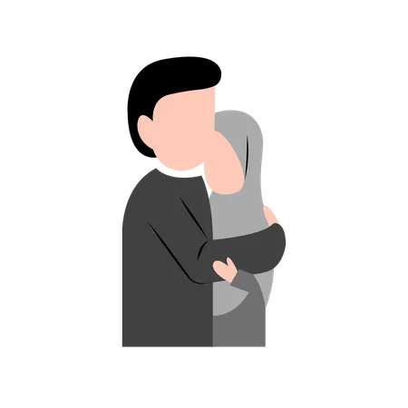 A Muslim Father Consoling His Daughter Illustration