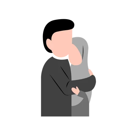 A Muslim Father Consoling His Daughter  Illustration