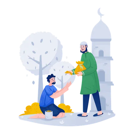 A Muslim help other  Illustration