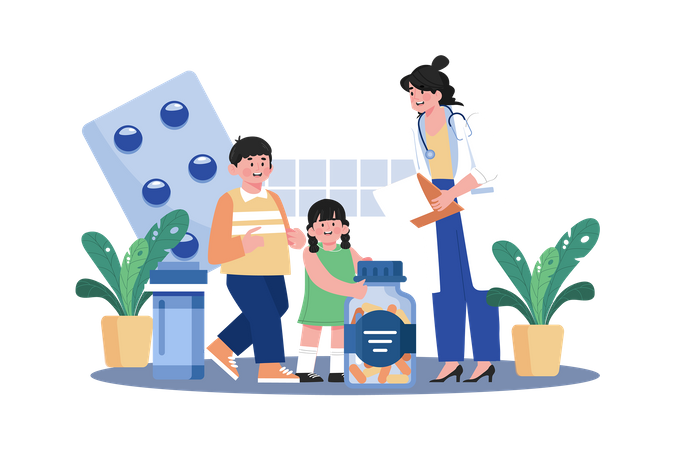 A Pediatrician Provides Medical Care For Infants  Illustration