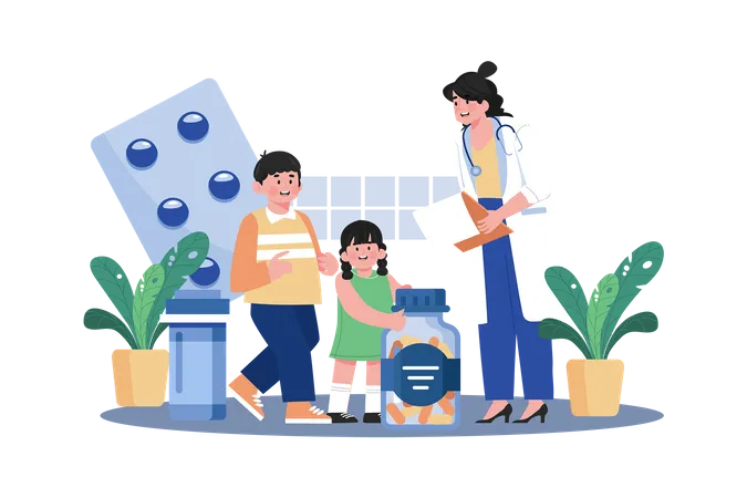 A Pediatrician Provides Medical Care For Infants  Illustration