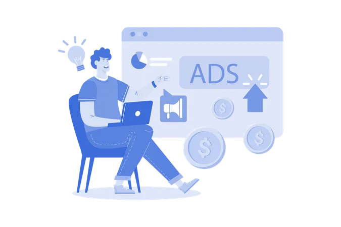 A PPC Expert Manages Online Advertising Campaigns Illustration