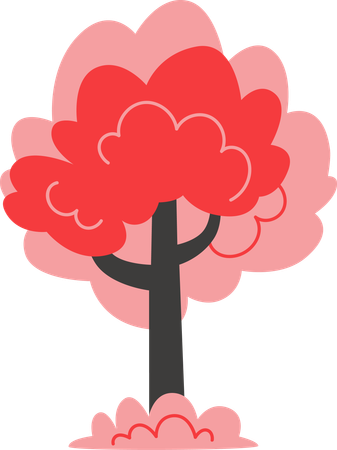 A red autumn tree  Illustration