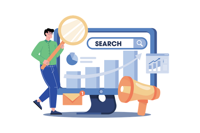A Search Engine Marketer Manages Ad Campaigns Illustration