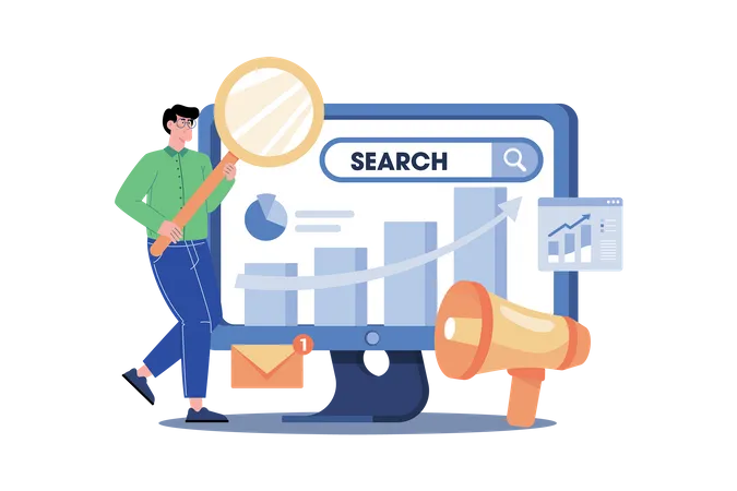 A Search Engine Marketer Manages Ad Campaigns Illustration