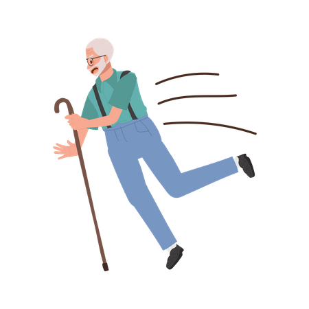 A senior grandfather slips  Illustration