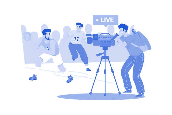 A sports videographer films games and highlights for fans  Illustration