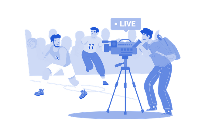 A sports videographer films games and highlights for fans  Illustration