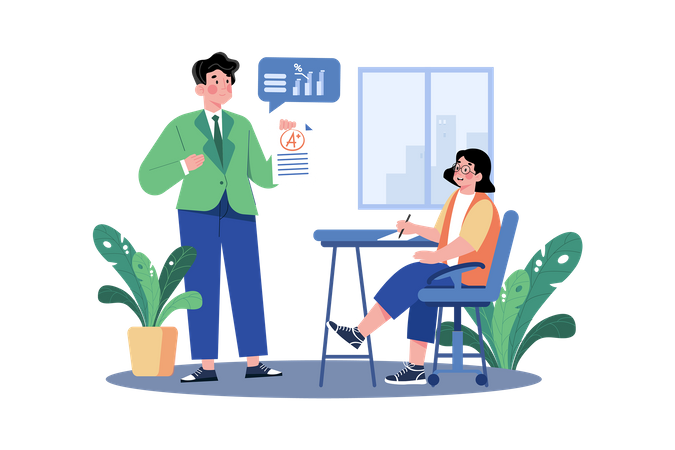 A Teacher Provides Feedback To Students  イラスト