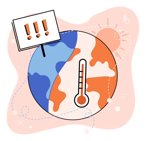 A Terra sofre com as mudanças climáticas  Ilustração