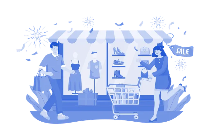 Feliz año nuevo a todos, compras  Ilustración