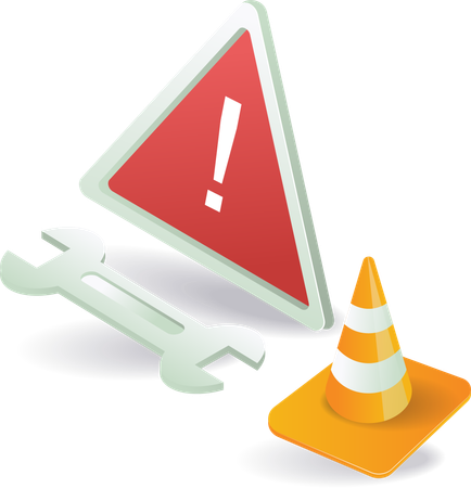 A traffic cone and wrenches  Illustration