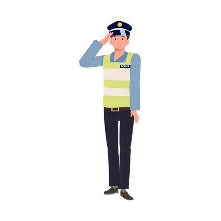 A traffic police is saluting Illustration