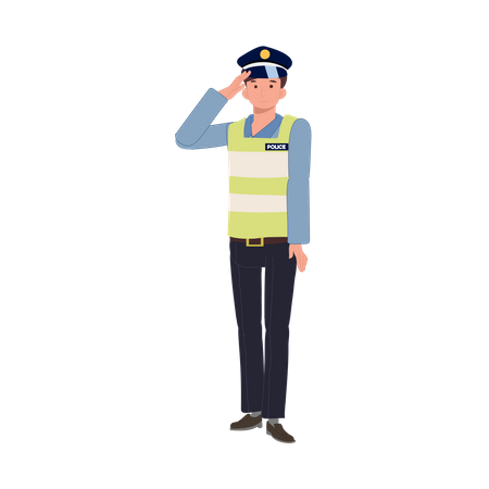 A traffic police is saluting  Illustration