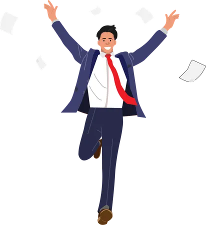 A very happy businessman rejoices at a successful project  Illustration