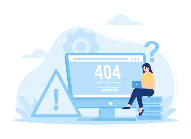 A Woman Are Looking For Data Storage Errors 404 Error Trending Concept Flat Illustration Illustration