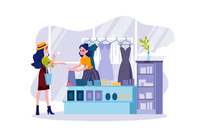 A woman buying souvenirs to give to family and friends  Illustration