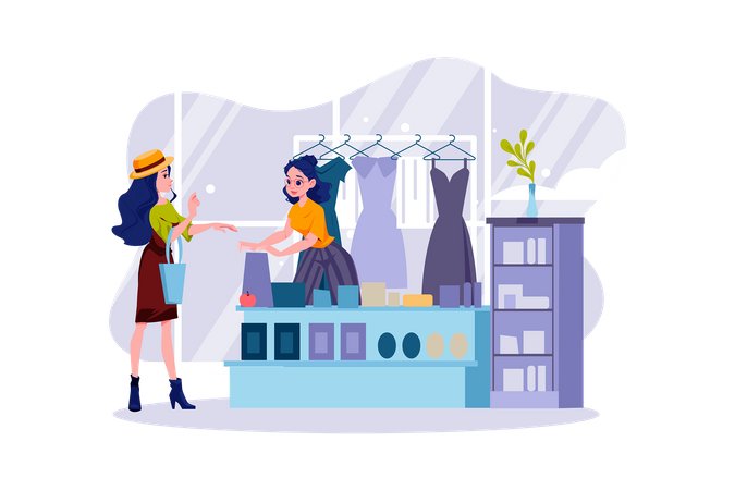 A woman buying souvenirs to give to family and friends  Illustration